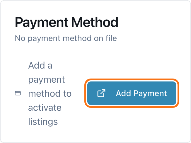 Billing page with Add Payment button